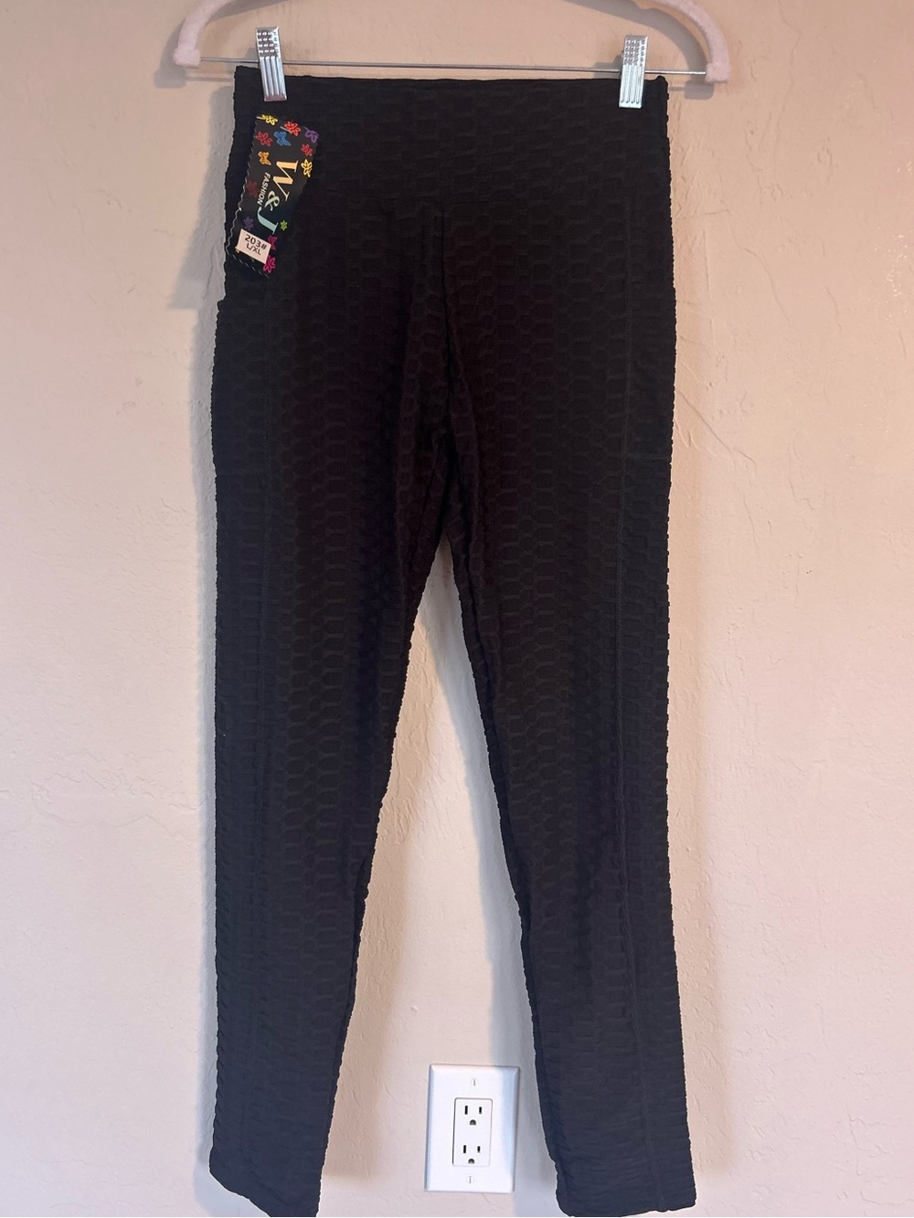 Women Leggings Anti-Cellulite High Waist Yoga Pants Black Butt Lift L/XL (1705)